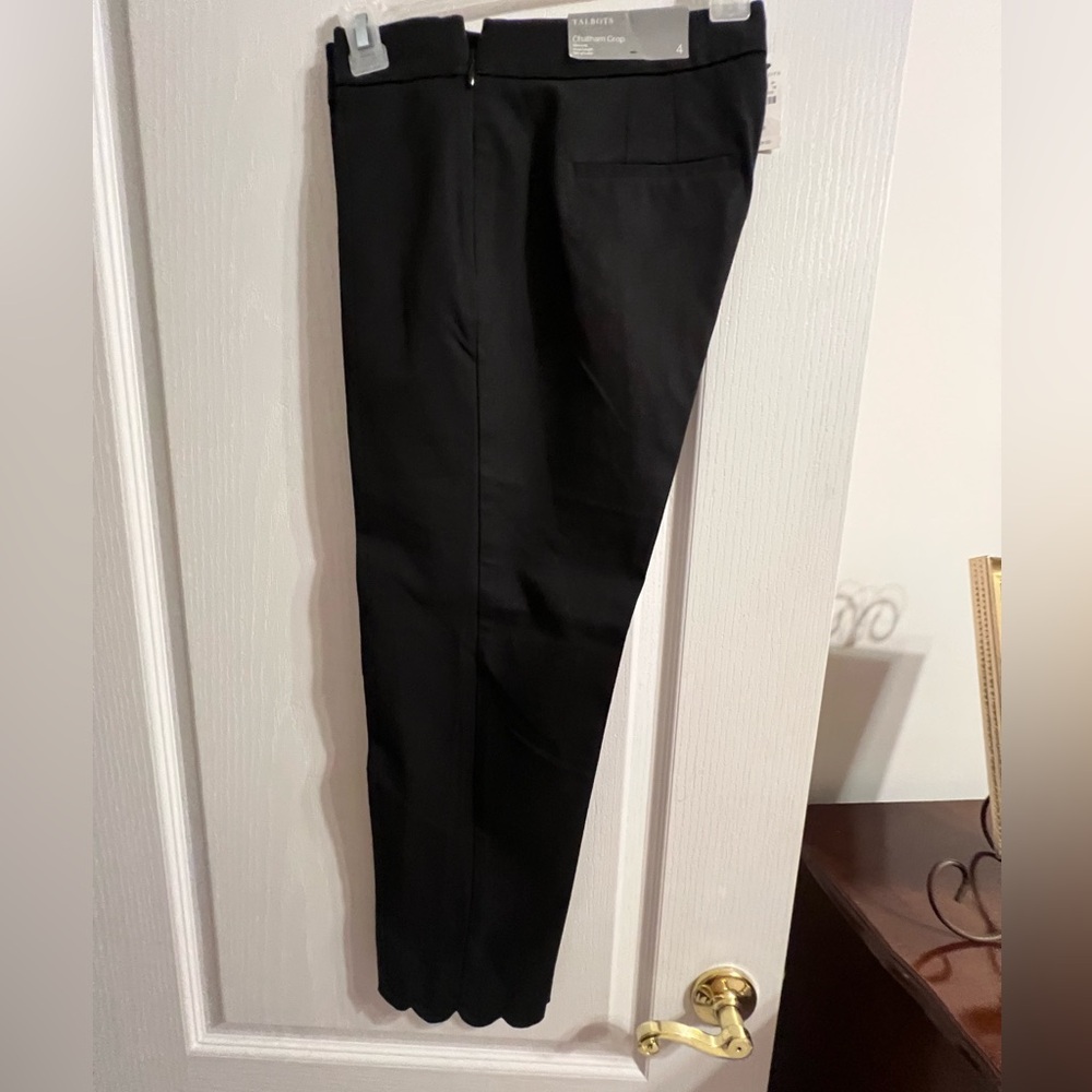 Talbots crop black pants with scallop hem size 4